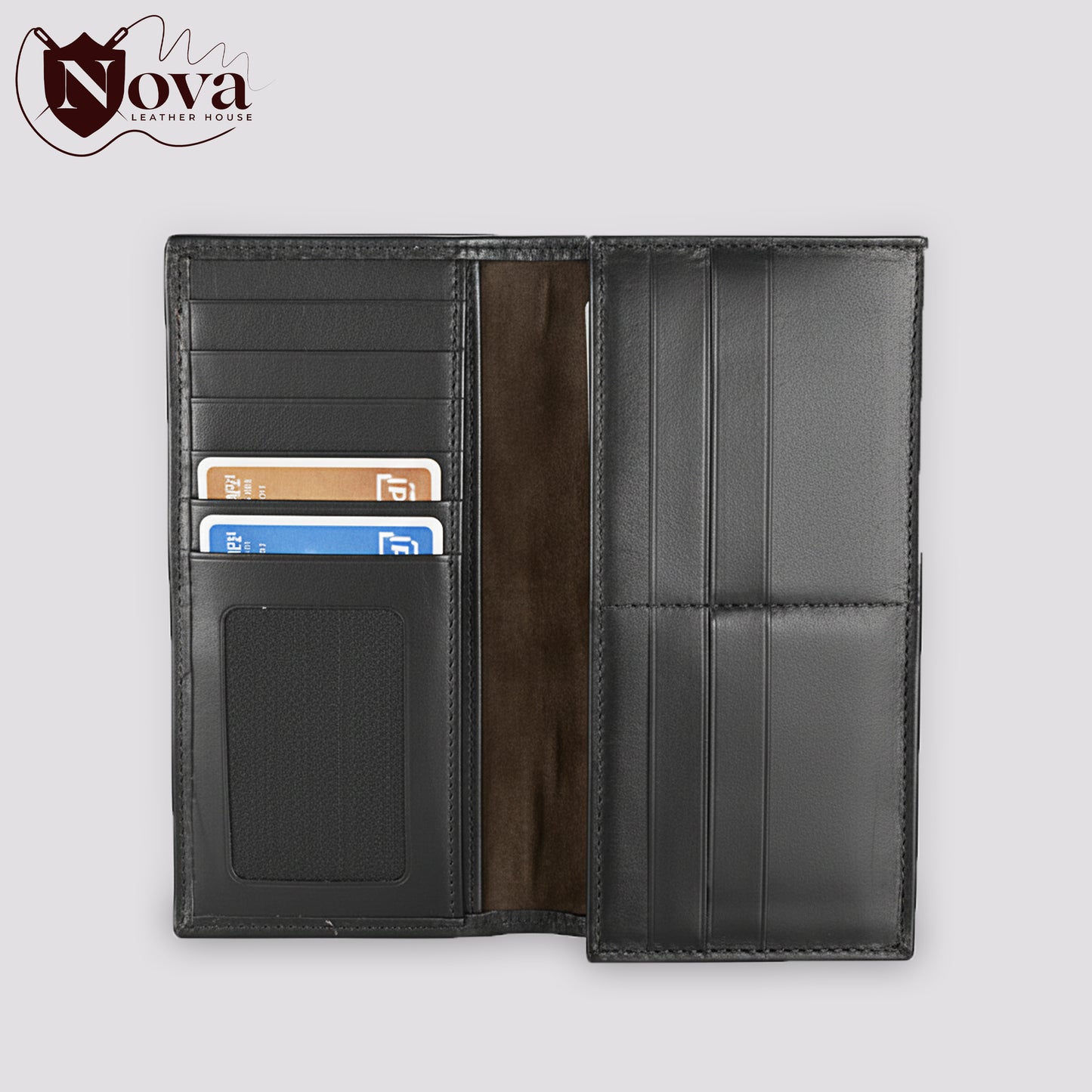 Cow Leather Man's Wallets Black