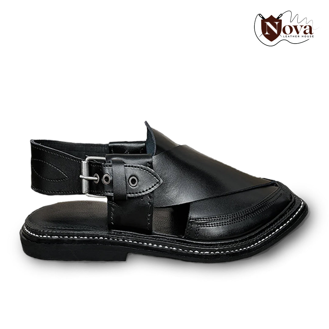 Triple Gear BlackTriple Gear Handmade Peshwari Black Chappal 👑