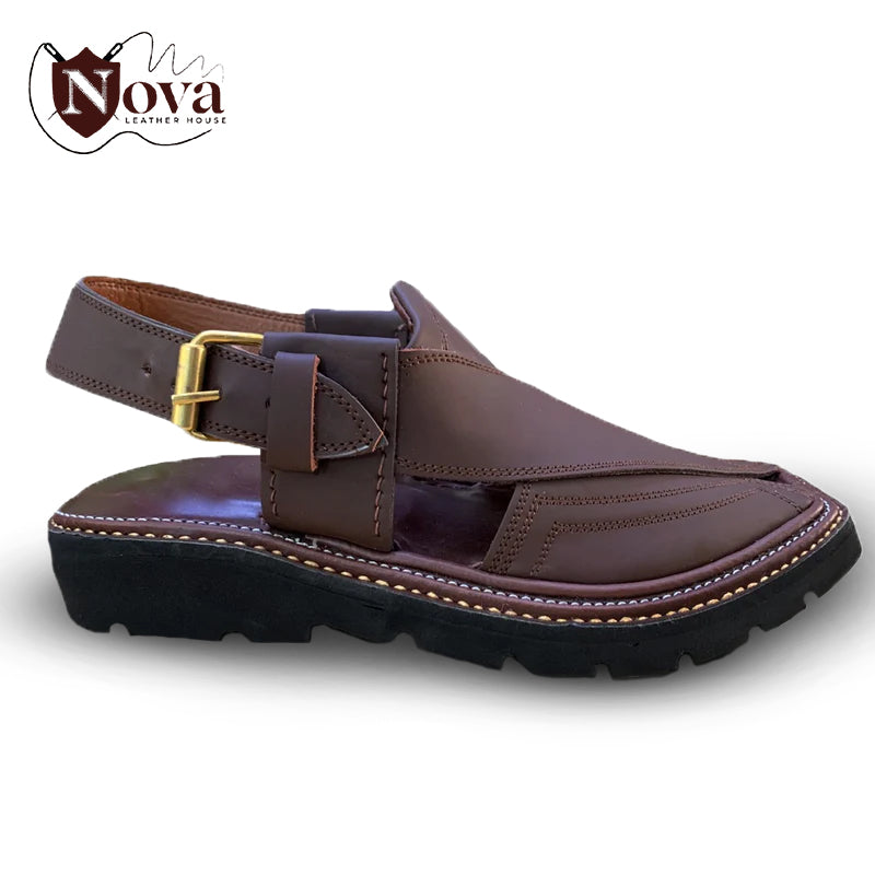Special Vibram Charsadda Handmade Peshwari Dark Brown Chappal π