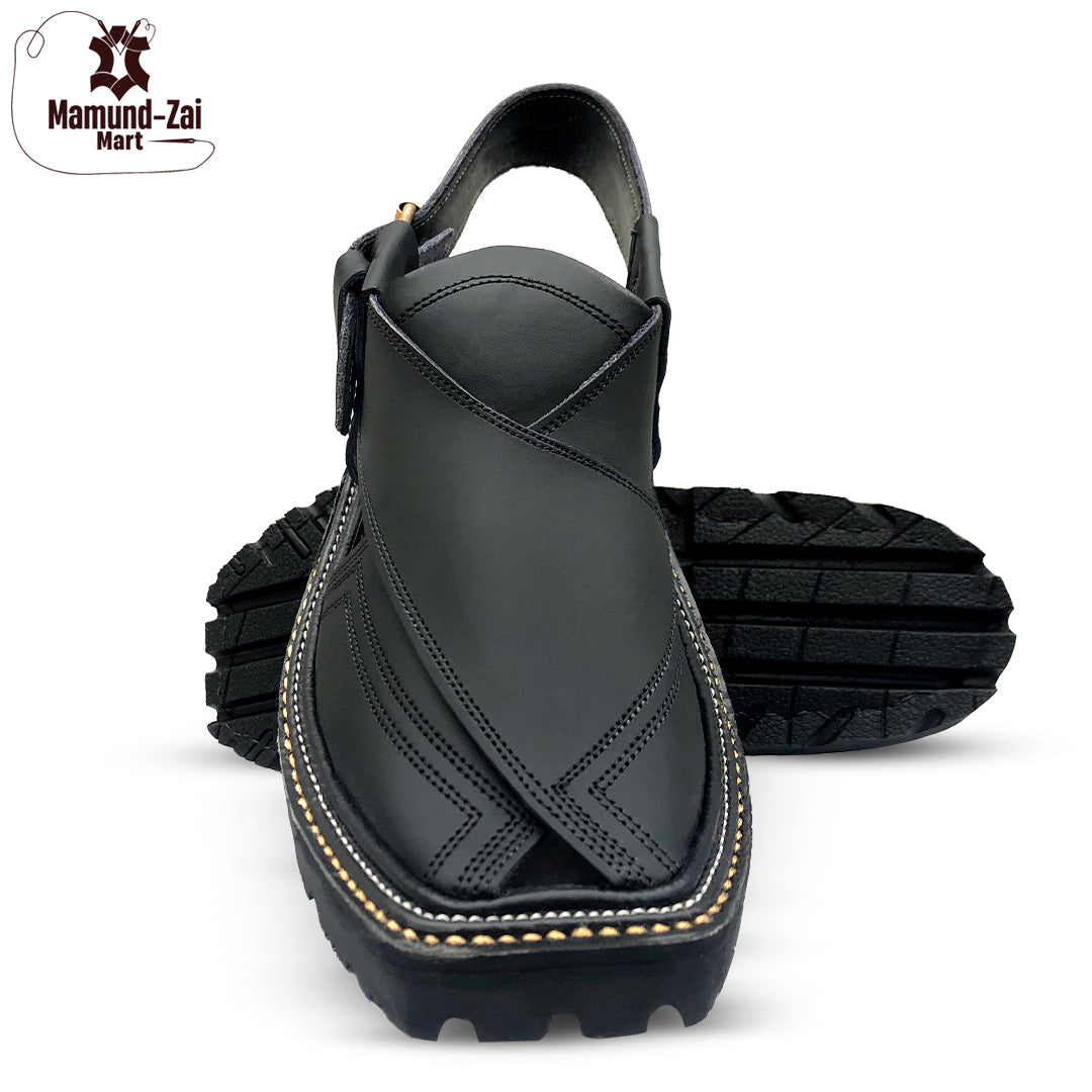 Special Vibram Charsadda Handmade Peshwari Black Chappal 👑