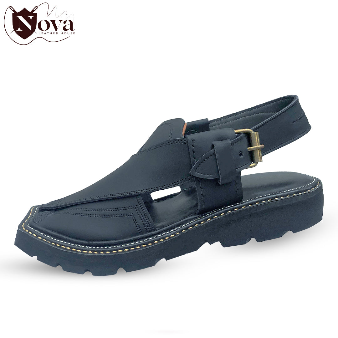 Special Vibram Charsadda Handmade Peshwari Black Chappal 👑