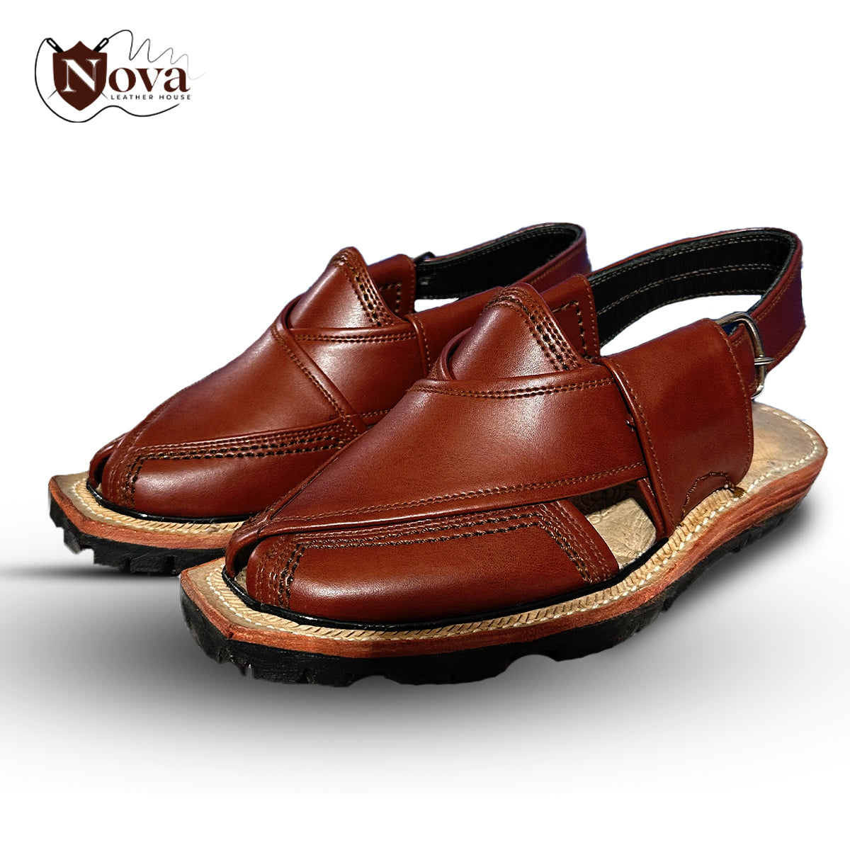 Nowrozi Double Sole Handmade Quetta Brown Chappal 👑