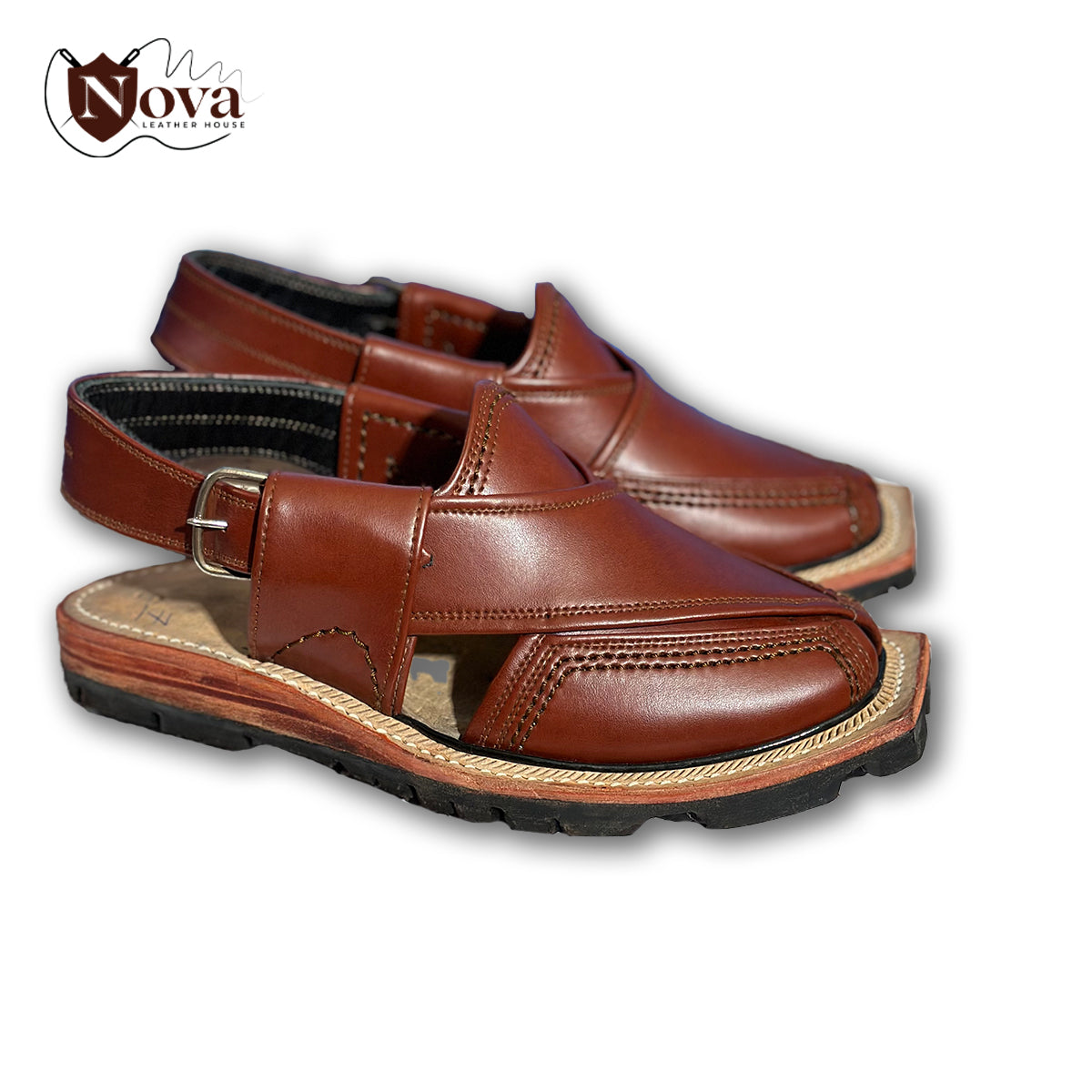 Nowrozi Double Sole Handmade Quetta Brown Chappal 👑