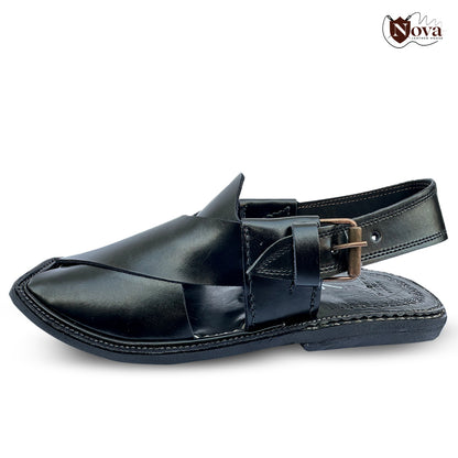 Simple Charsadda Handmade Peshwari Black Chappal 👑