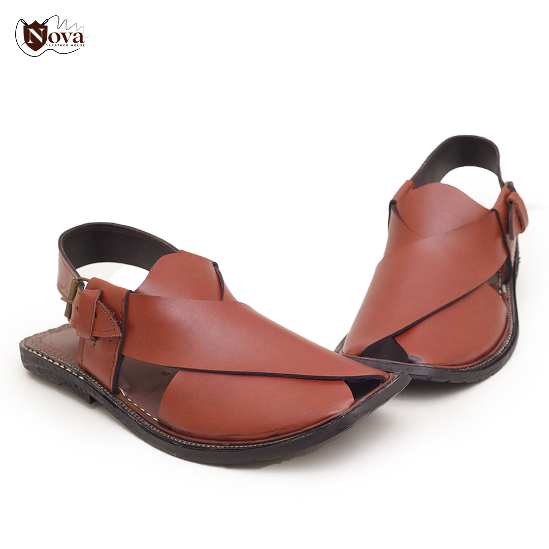 Simple Charsadda Handmade Peshwari Brown Chappal 👑