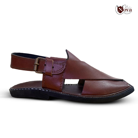 Simple Charsadda Handmade Peshwari Brown Chappal 👑