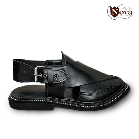 Triple Gear BlackTriple Gear Handmade Peshwari Black Chappal 👑