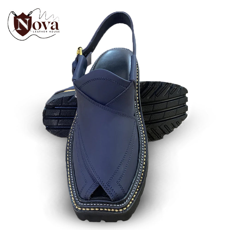 Special Vibram Charsadda Handmade Peshwari Blue Chappal 👑