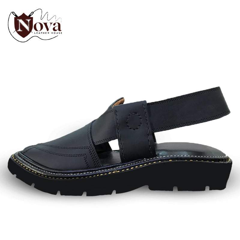 Special Vibram Charsadda Handmade Peshwari Black Chappal 👑