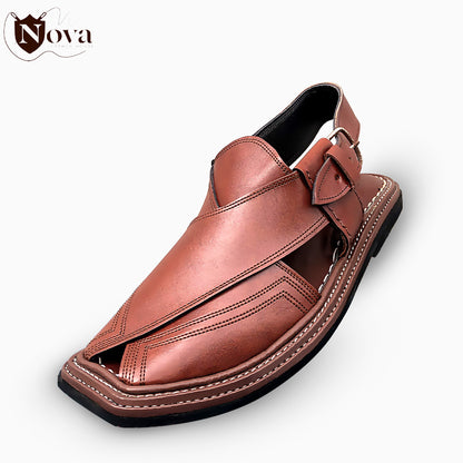 Triple Gear Handmade Peshwari Brown Chappal 👑