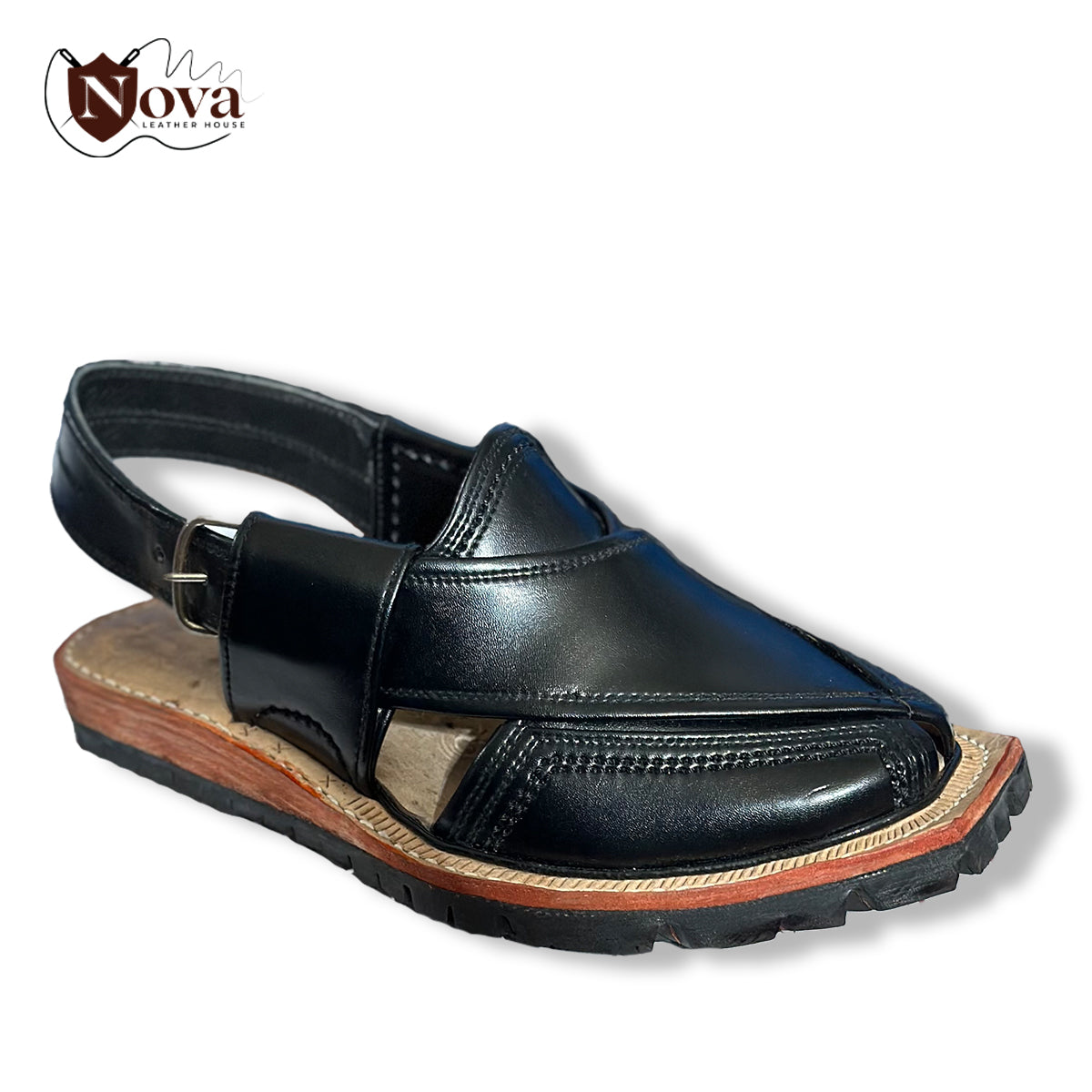 Nowrozi Double Sole Handmade Quetta Black Chappal 👑