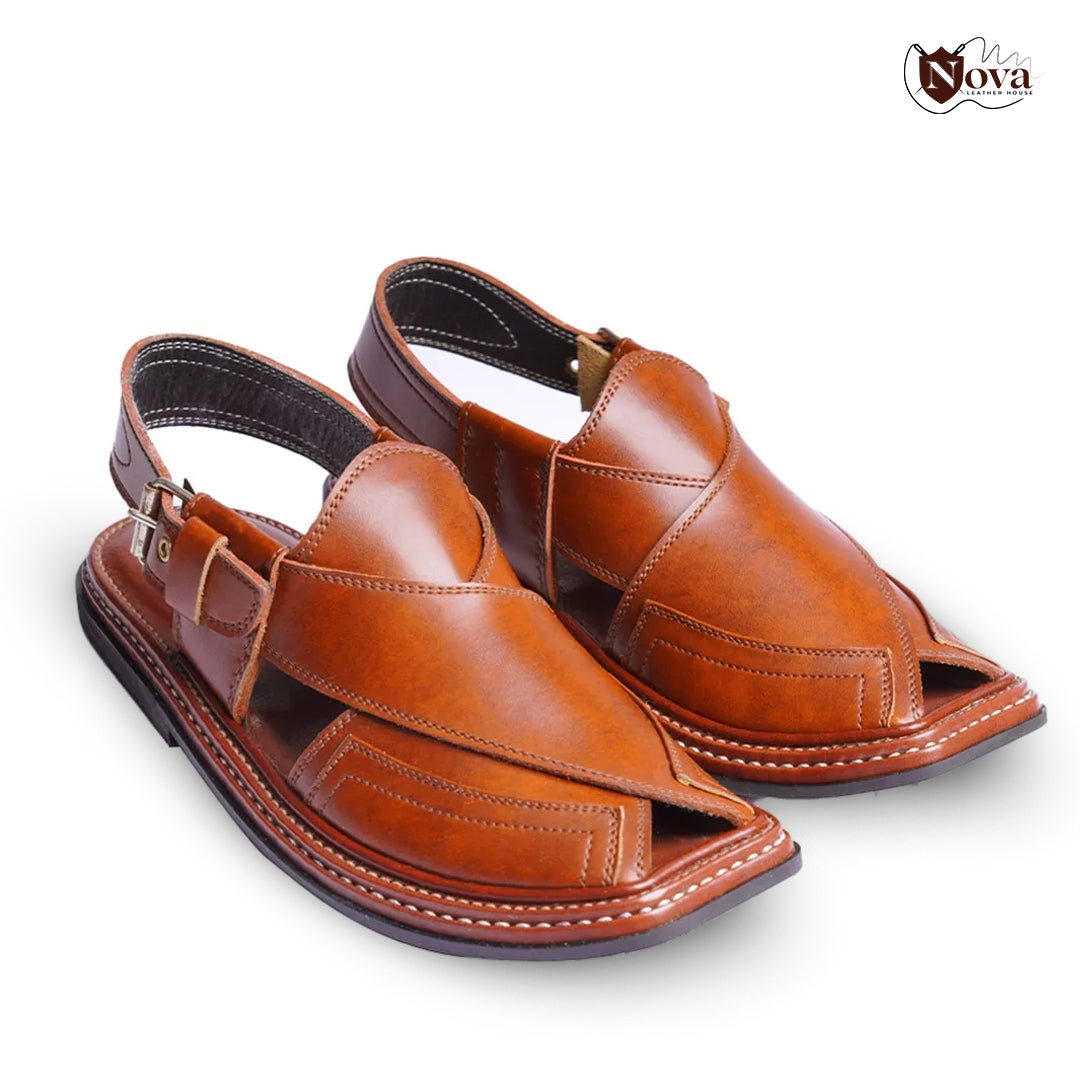 Triple Gear Handmade Peshwari Brown Chappal 👑