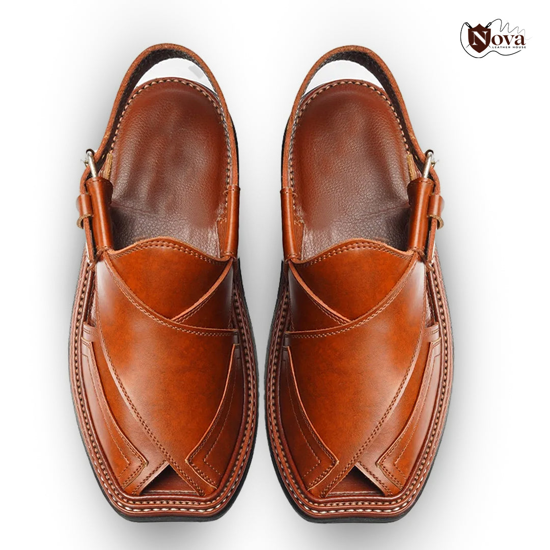 Triple Gear Handmade Peshwari Brown Chappal 👑