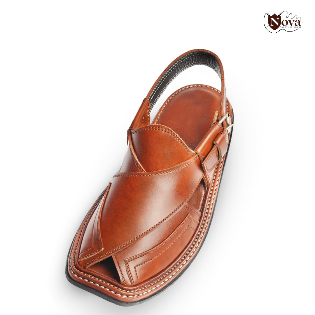 Triple Gear Handmade Peshwari Brown Chappal 👑