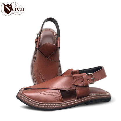 Triple Gear Handmade Peshwari Brown Chappal 👑