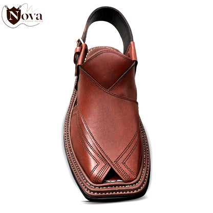 Triple Gear Handmade Peshwari Brown Chappal 👑