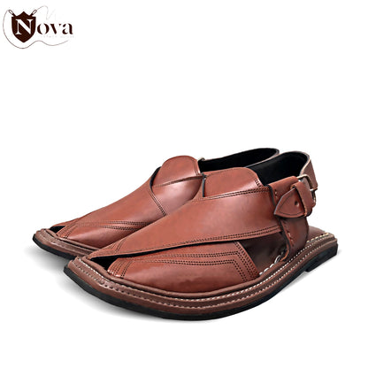 Triple Gear Handmade Peshwari Brown Chappal 👑